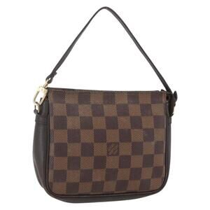 LOUIS VUITTON Damier Ebene Trousse Makeup Pouch N51982 LV Auth 157945